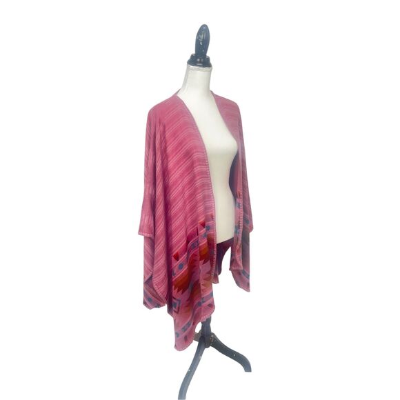 Reversible Geometric Boho Woven Poncho - Picture 2 of 16